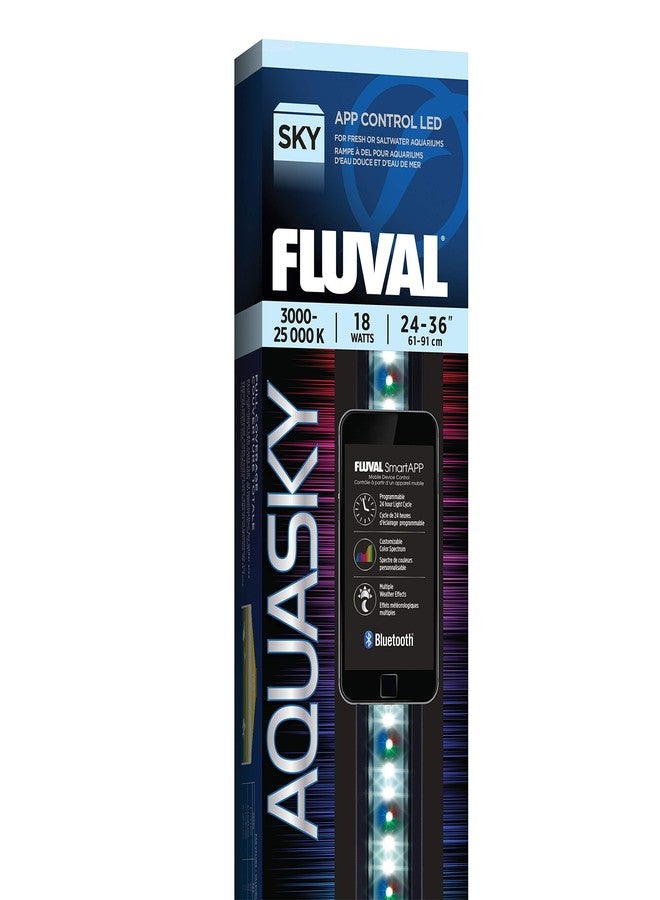 Fluval Aquasky 2.0 Bluetooth LED Aquarium Light - 18W, 24-36" | RGB + 6500K White | App Controlled with Weather & 24-Hour Light Cycle | IP67 Waterproof | Wide 120 Degree Light Spread - Image 1